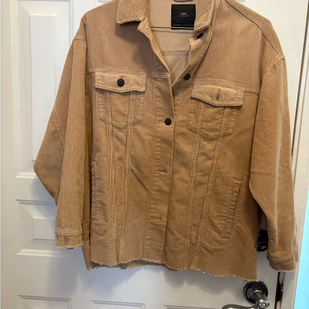 Zara Women's Tan Corduroy Jean Jacket